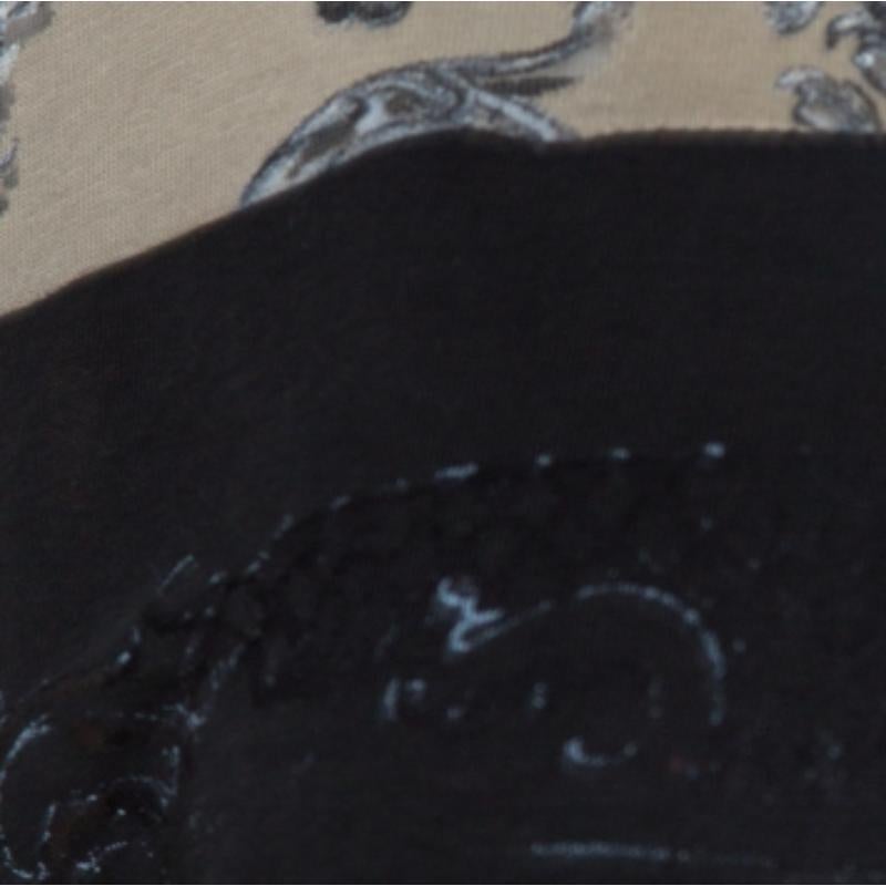 De las mujeres Balenciaga T's Negro y Beige Brasso Barroco Impreso Túnica Top M en venta