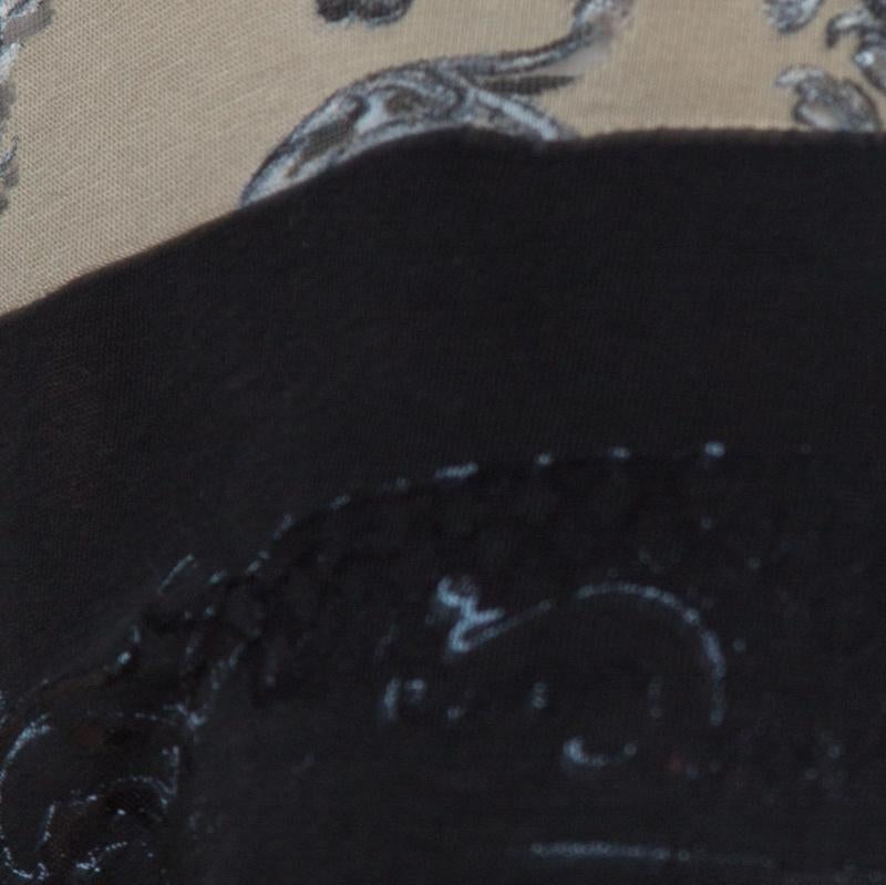 Women's Balenciaga T's Black & Beige Baroque Brasso Printed Tunic Top M For Sale