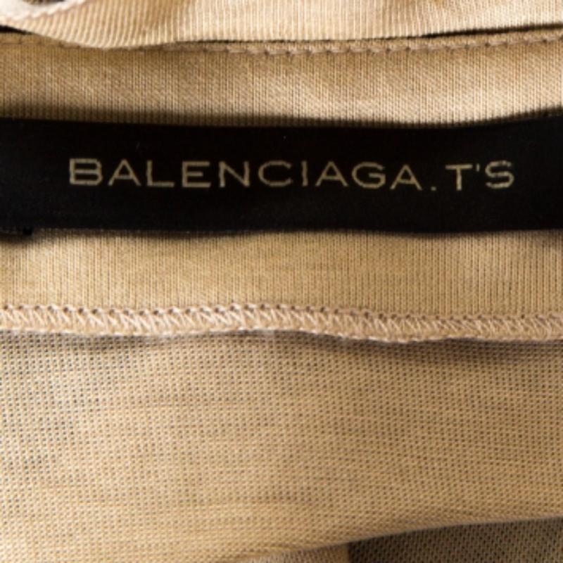 Balenciaga T's Negro y Beige Brasso Barroco Impreso Túnica Top M en venta 1