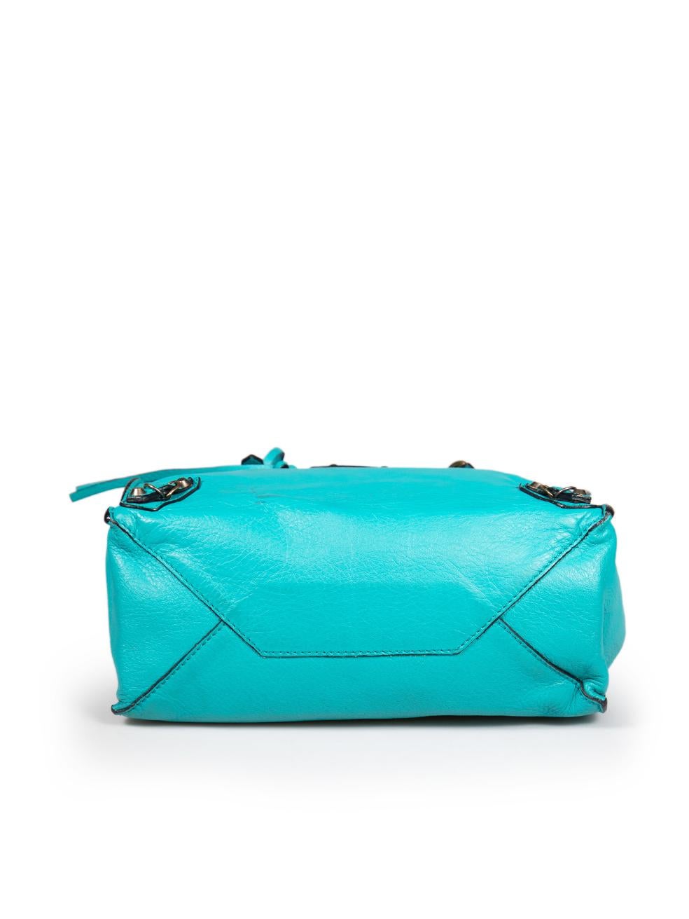 Women's Balenciaga Turquoise Calfskin Papier Mini A4 Zip Around Bag