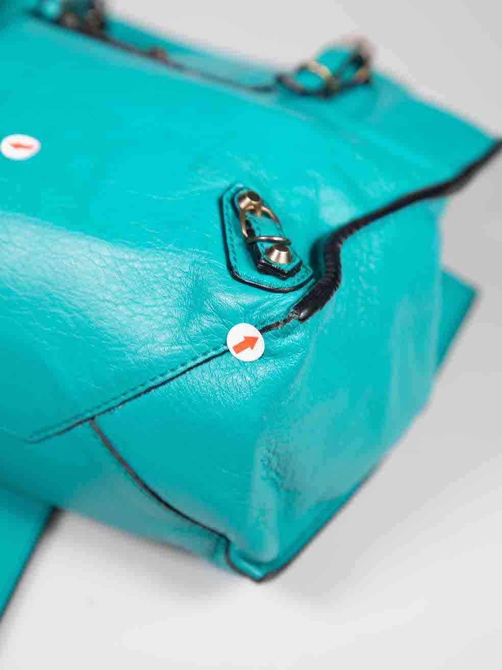 Balenciaga Turquoise Calfskin Papier Mini A4 Zip Around Bag 3