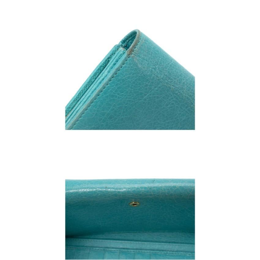 Portafoglio Balenciaga City Flap in pelle turchese in vendita 5