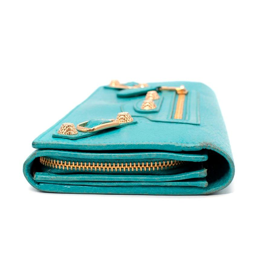 Blu Portafoglio Balenciaga City Flap in pelle turchese in vendita