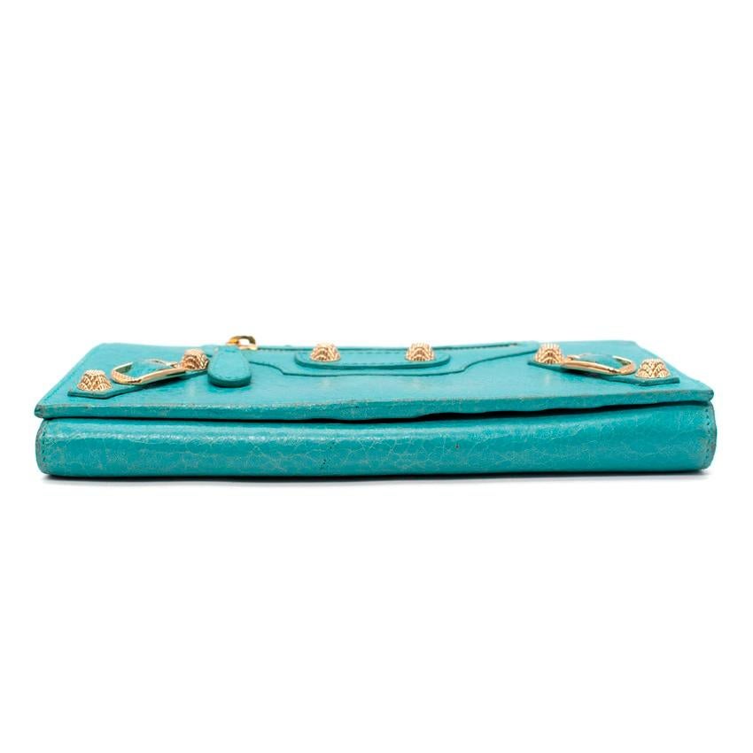 Portafoglio Balenciaga City Flap in pelle turchese In condizioni ottime in vendita a London, GB
