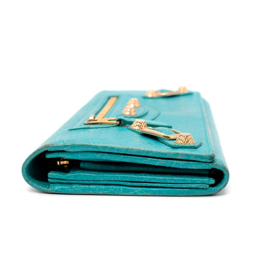 Donna Portafoglio Balenciaga City Flap in pelle turchese in vendita