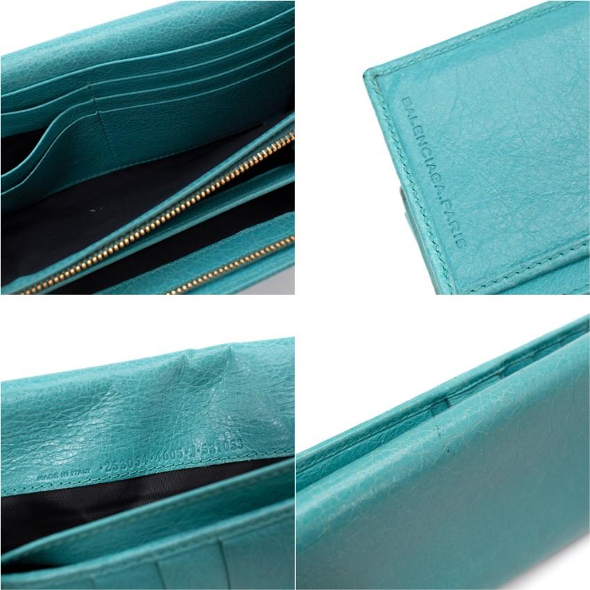 Portafoglio Balenciaga City Flap in pelle turchese in vendita 4