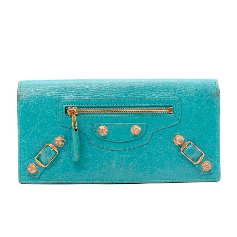 Balenciaga Turquoise Leather City Flap Wallet For Sale at 1stDibs |  balenciaga city wallet