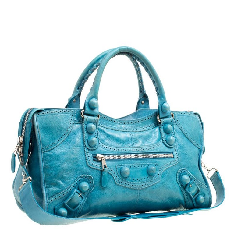 Balenciaga Turquoise Leather Giant Brogues Covered 21 Part Time Bag For ...