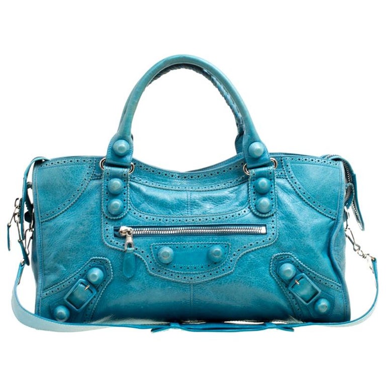 Balenciaga Turquoise Leather Giant Brogues Covered 21 Part Time Bag For ...
