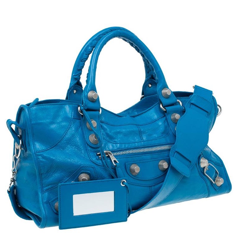 Balenciaga Turquoise Leather GSH Part Time Top Handle Bag For Sale at ...