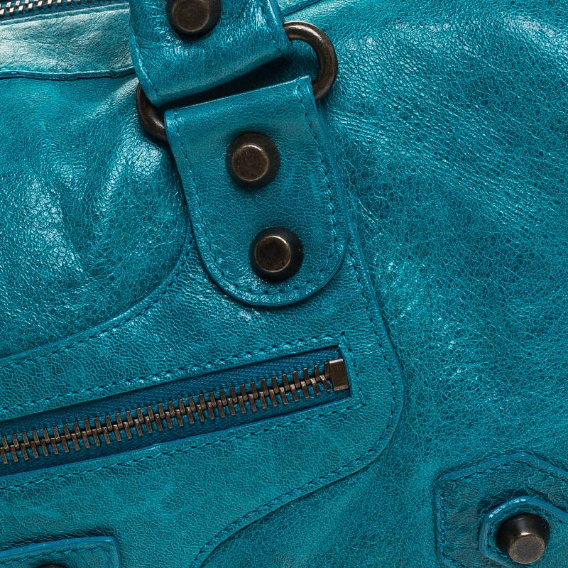 Balenciaga Turquoise Leather RH Twiggy Tote 7