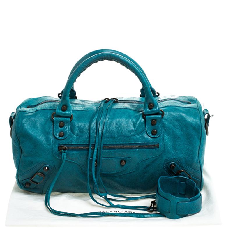 Balenciaga Turquoise Leather RH Twiggy Tote 8