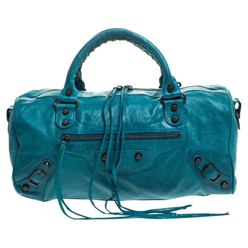 Balenciaga Turquoise Leather RH Twiggy Tote