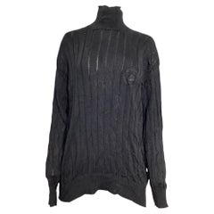 Balenciaga-Rollkragenpullover aus geripptem Strick in schwarzer Seide