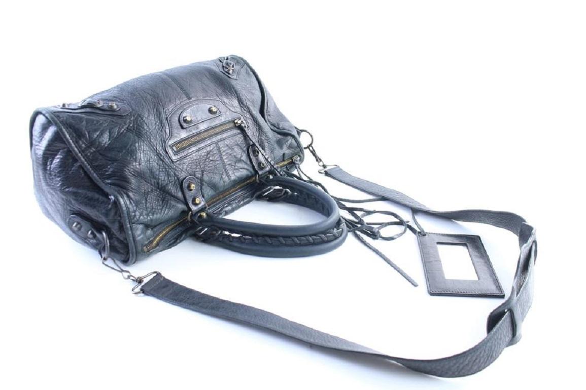 Women's Balenciaga Twiggy 2way 24balr0605 Black Leather Weekend/Travel Bag