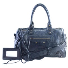 Balenciaga Twiggy 2way 24balr0605 Black Leather Weekend/Travel Bag