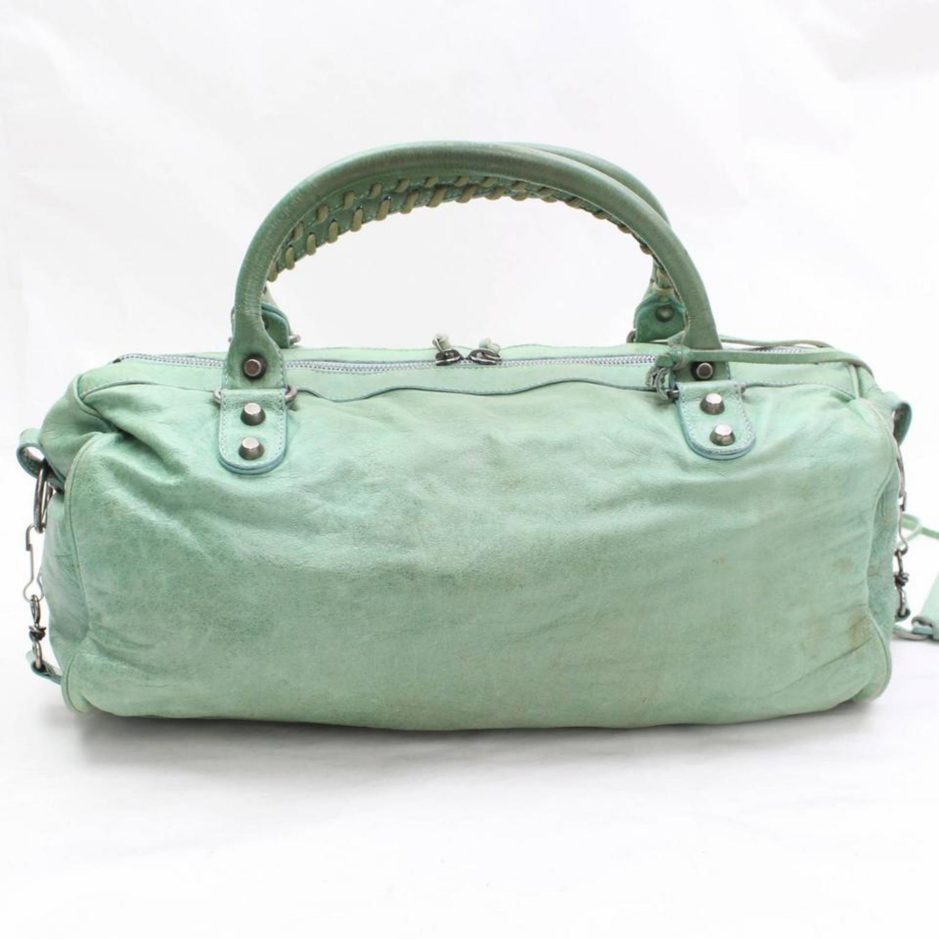 Balenciaga Twiggy 2way 868287 Green Leather Shoulder Bag For Sale 5