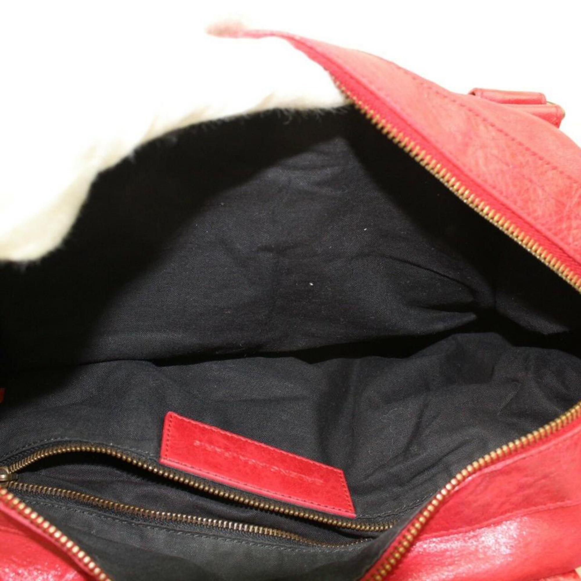 Balenciaga Twiggy 2way 870065 Red Leather Shoulder Bag In Good Condition For Sale In Forest Hills, NY