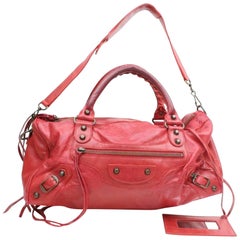 Vintage Balenciaga Twiggy 2way 870065 Red Leather Shoulder Bag