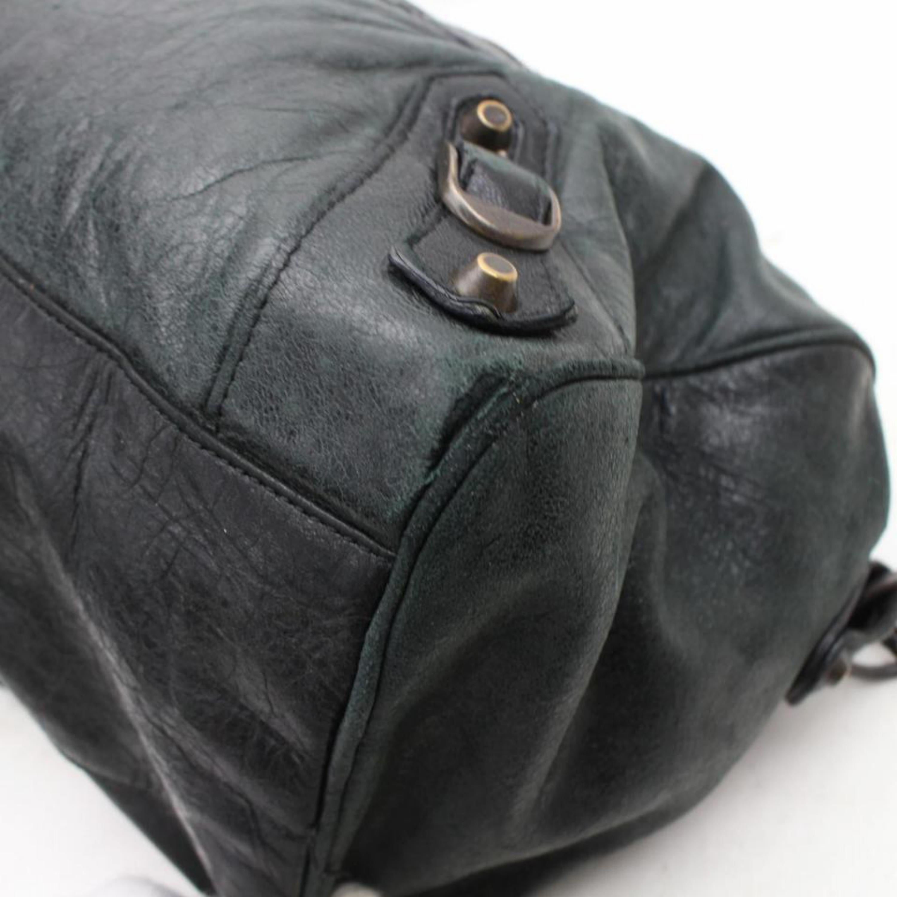 Balenciaga Twiggy 2way Boston 868686 Green Leather Shoulder Bag For Sale 6