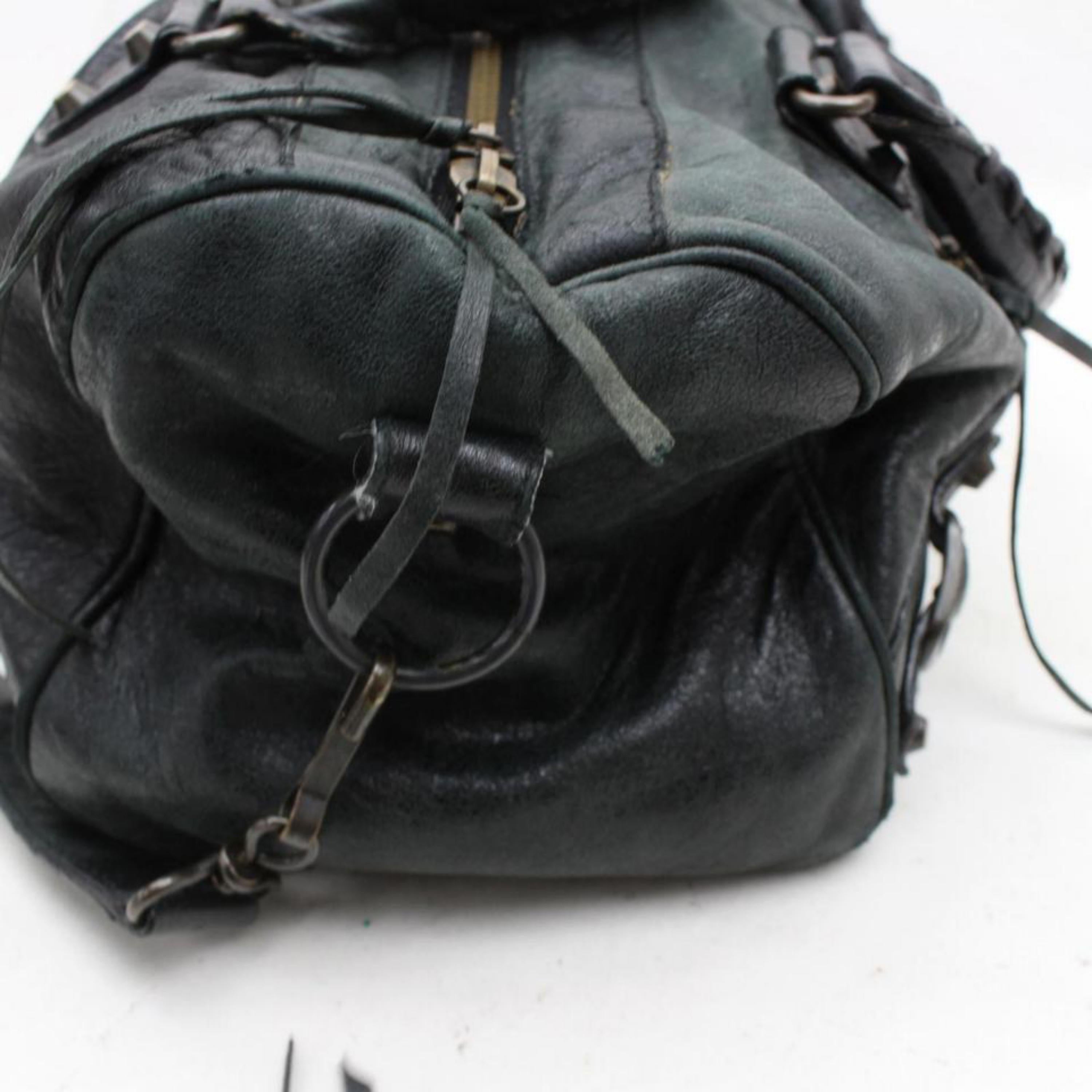 Balenciaga Twiggy 2way Boston 868686 Green Leather Shoulder Bag For Sale 2
