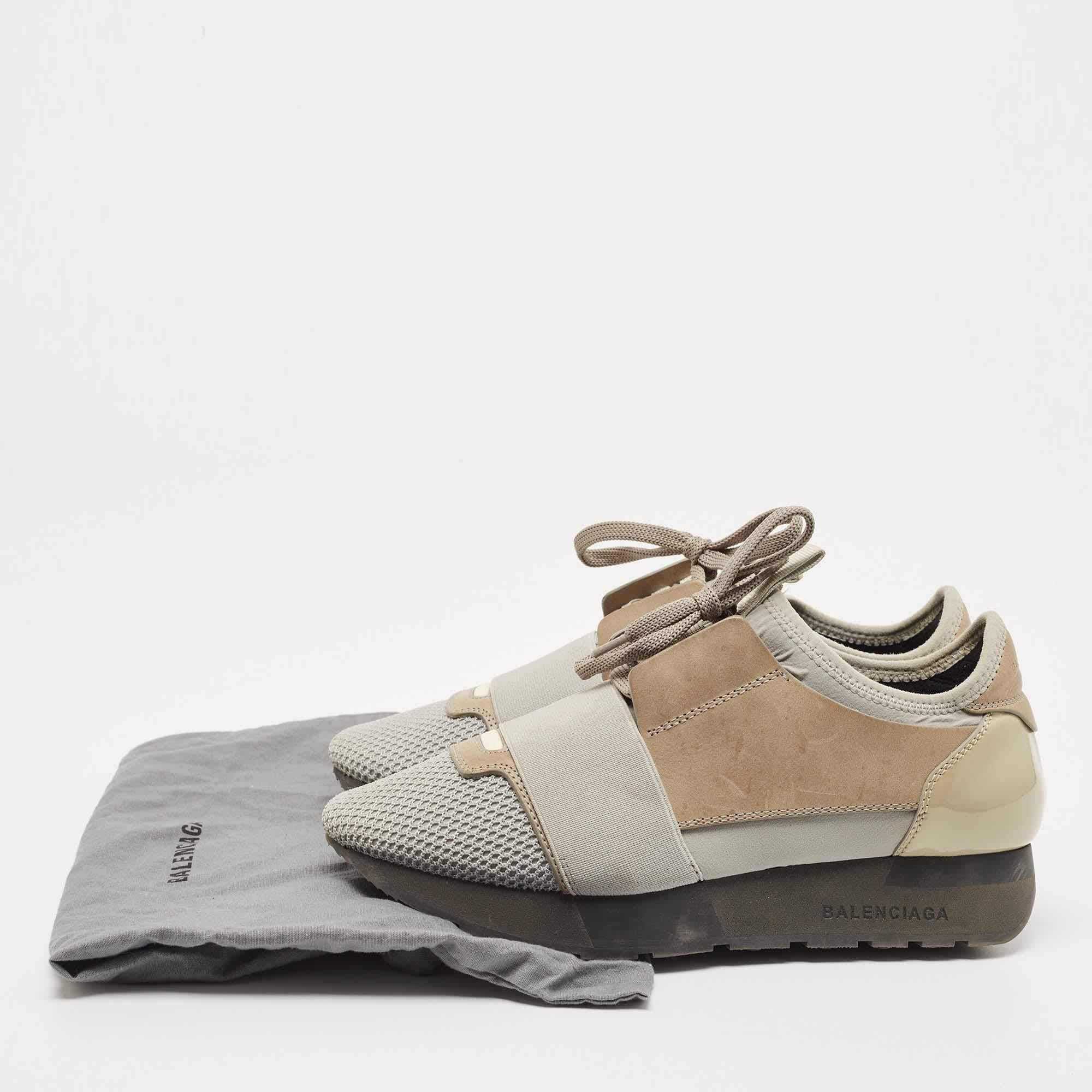Balenciaga Two Tone Leather and Mesh Race Runner Sneakers 4