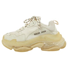 Balenciaga Two Tone Leather and Mesh Triple S Clear Sneakers Size 38