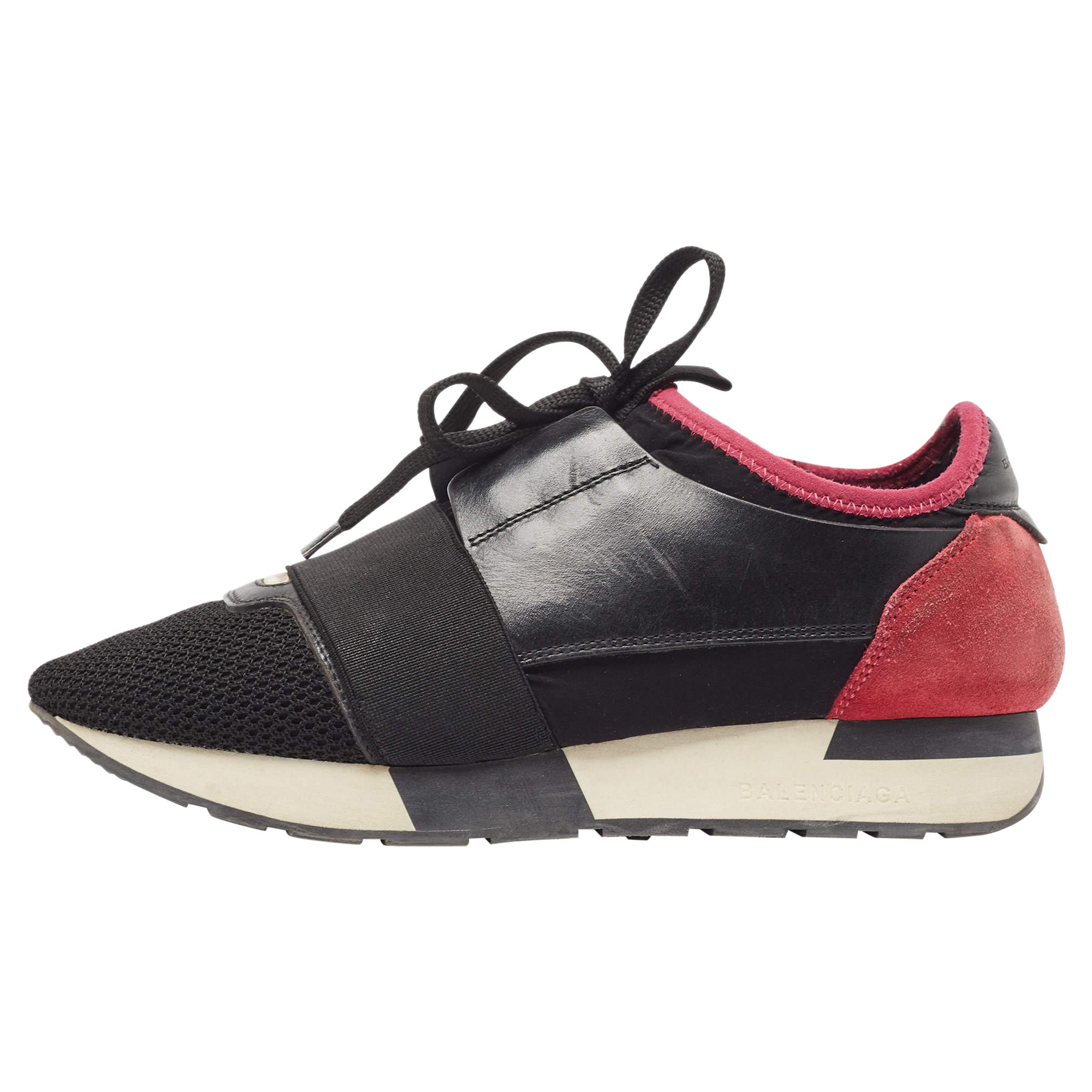 Balenciaga - Baskets de course bicolores en cuir et maille, taille 37