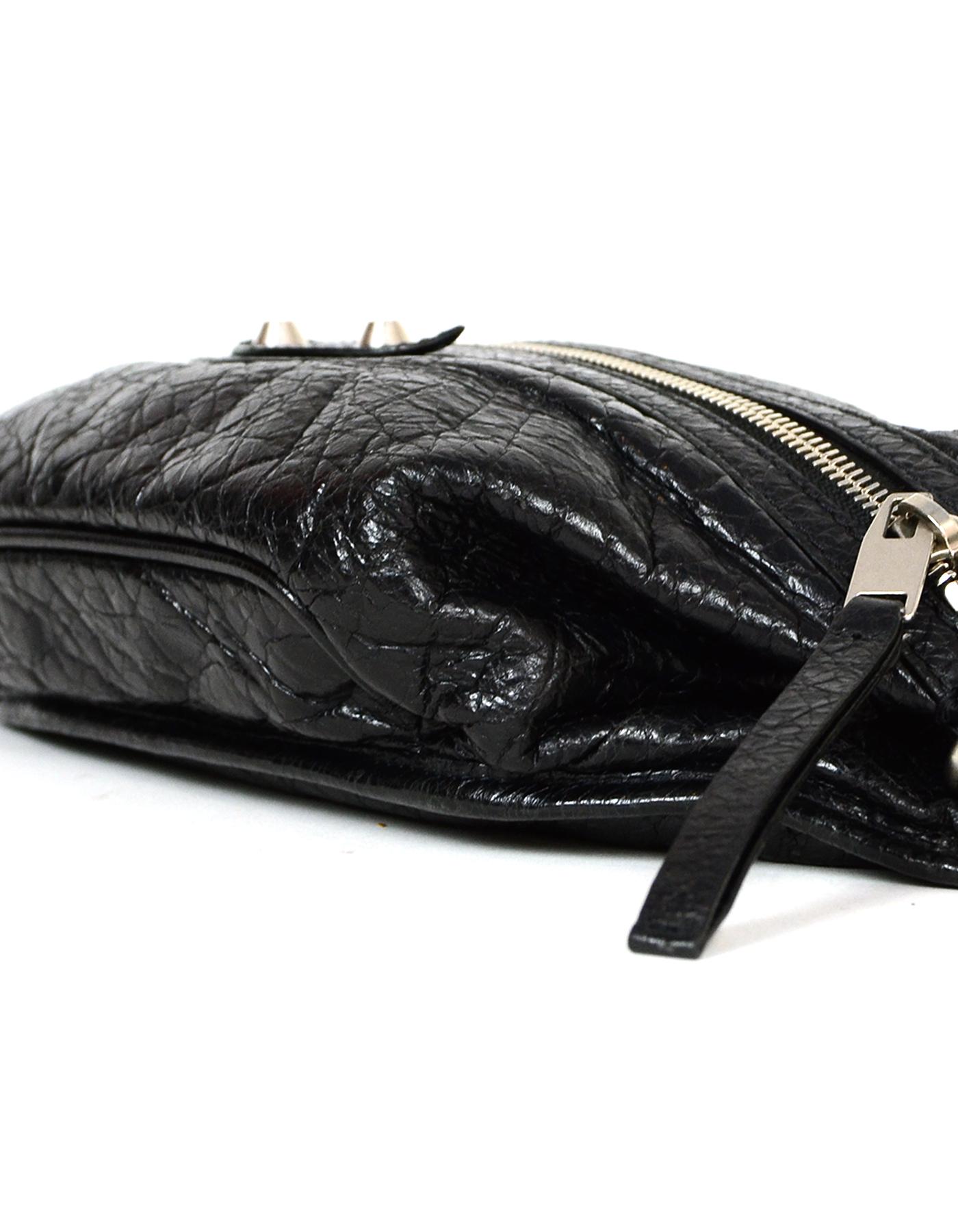 Balenciaga Unisex Black Lambskin Classic Neo Lift Hip/Belt Bag In Excellent Condition In New York, NY