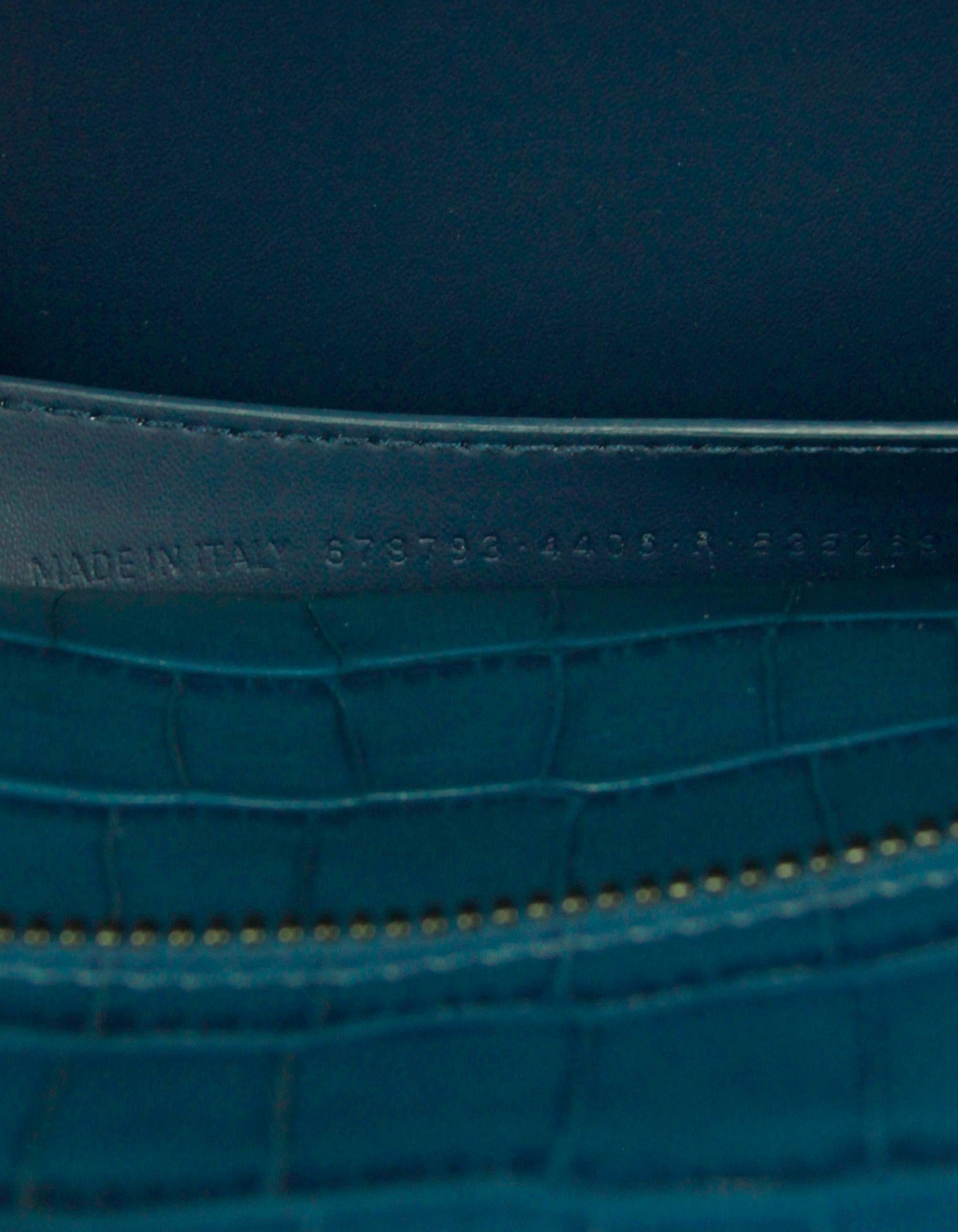 Women's or Men's Balenciaga UNISEX Teal Croc Embossed Leather Neo Classic Medium Handbag