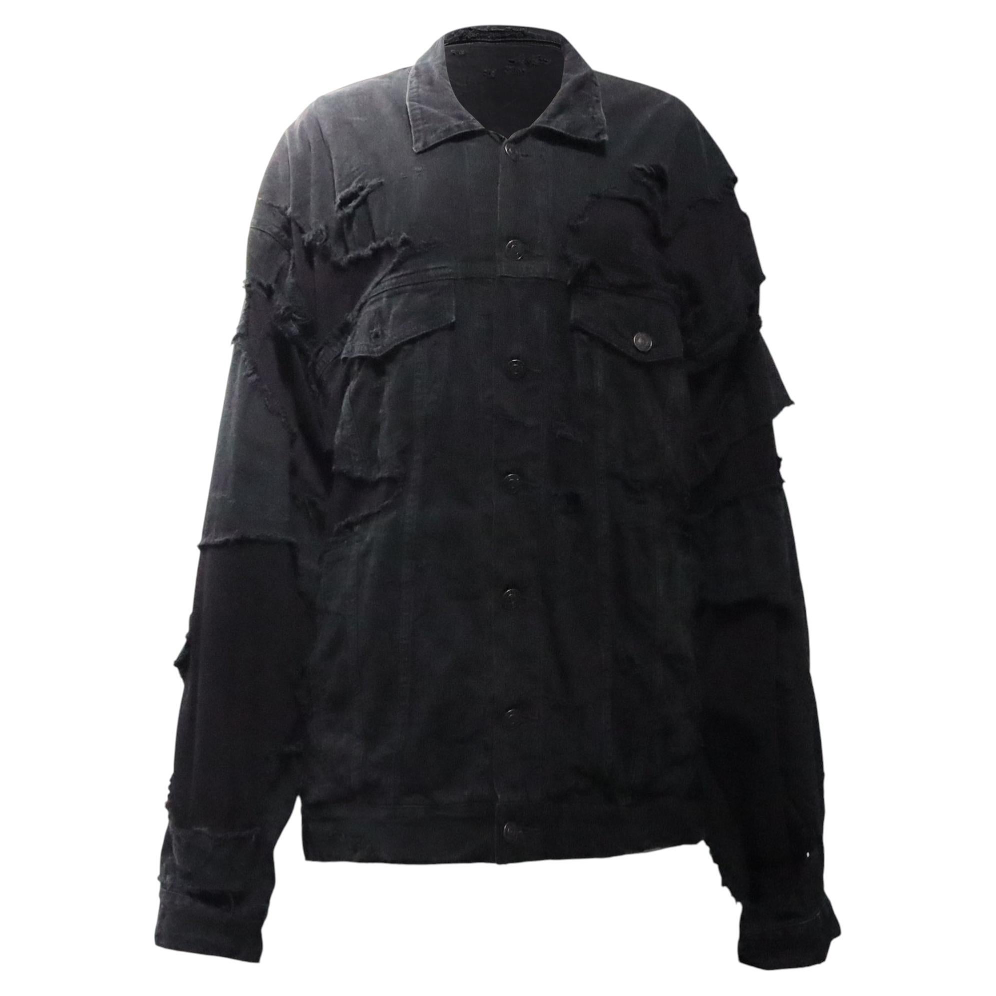 Balenciaga Unity Sports Icon Patchwork Denim Jacket in Black Cotton For Sale