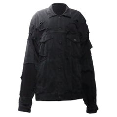 Balenciaga „Unity Sports Icon“ Patchwork-Jeansjacke aus schwarzer Baumwolle