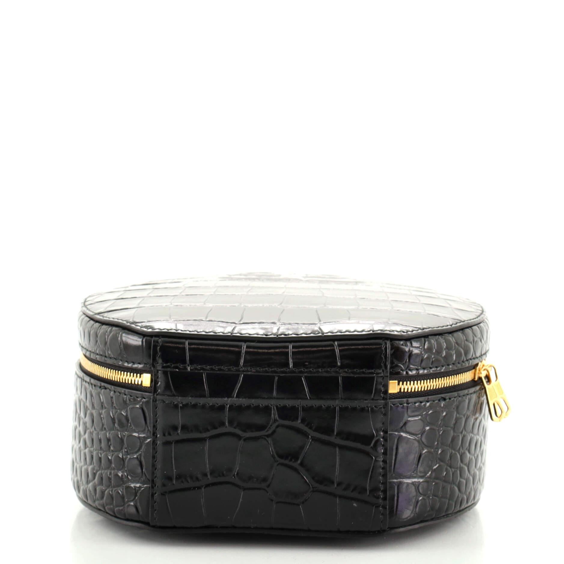 Balenciaga Vanity Round Bag Crocodile Embossed Leather XS In Good Condition In NY, NY