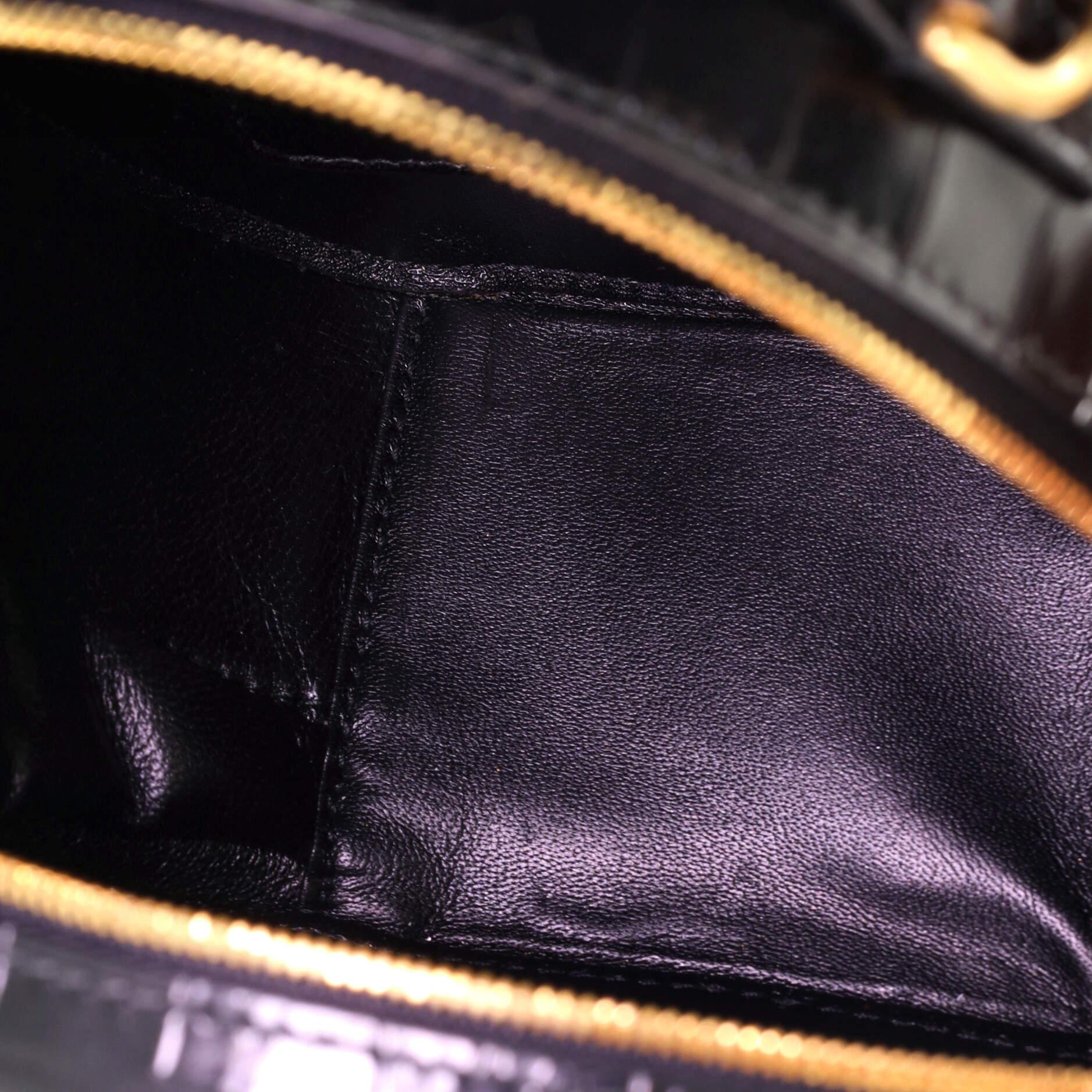 Women's or Men's Balenciaga Vanity Round Bag Crocodile Embossed Leather XS