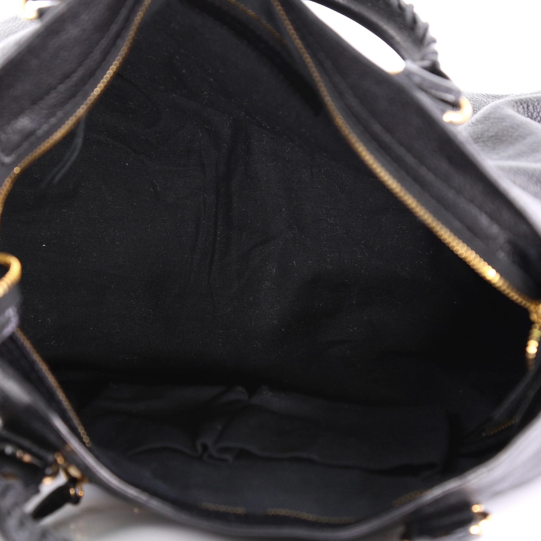 Black Balenciaga Velo Classic Studs Metallic Edge Handbag Leather