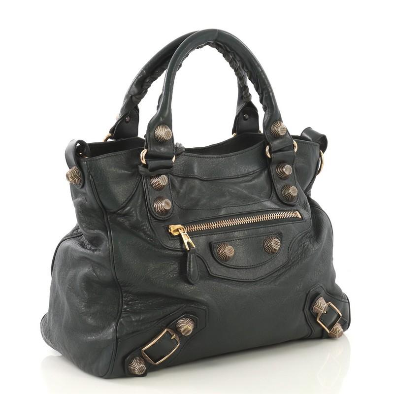 Black Balenciaga Velo Giant Studs Bag Leather