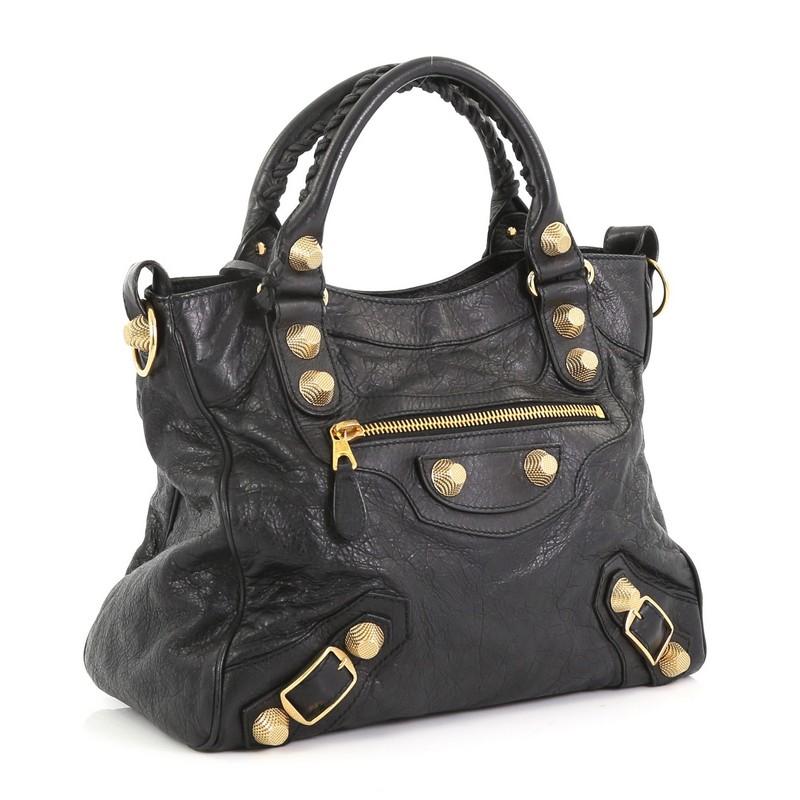 Black Balenciaga Velo Giant Studs Bag Leather
