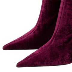 Balenciaga Velvet Stretch Knit Knife Boot Burgundy 41 FR