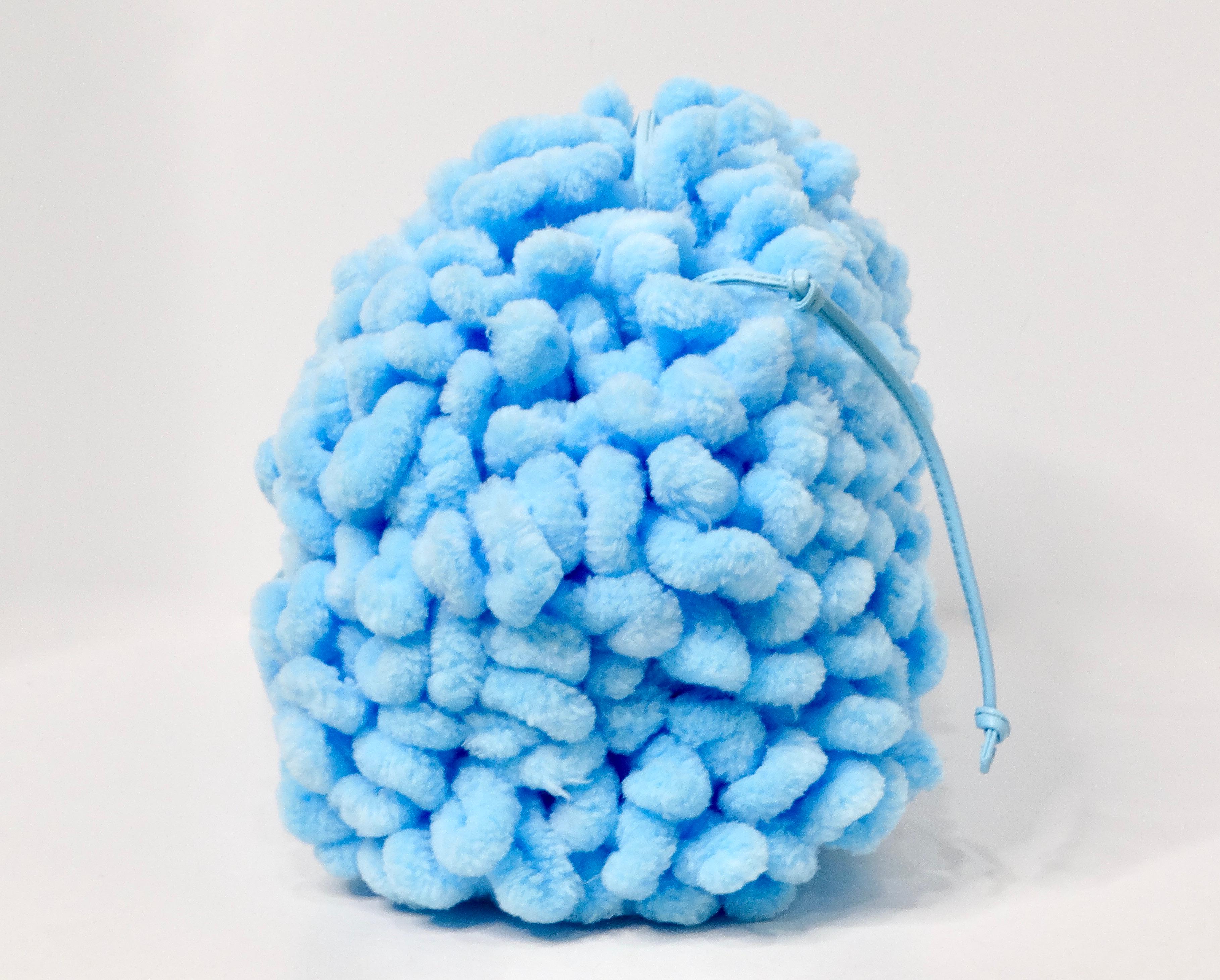 Balenciaga Veneta Chenille Mini Wave Sky Blue Pouch Clutch For Sale 1