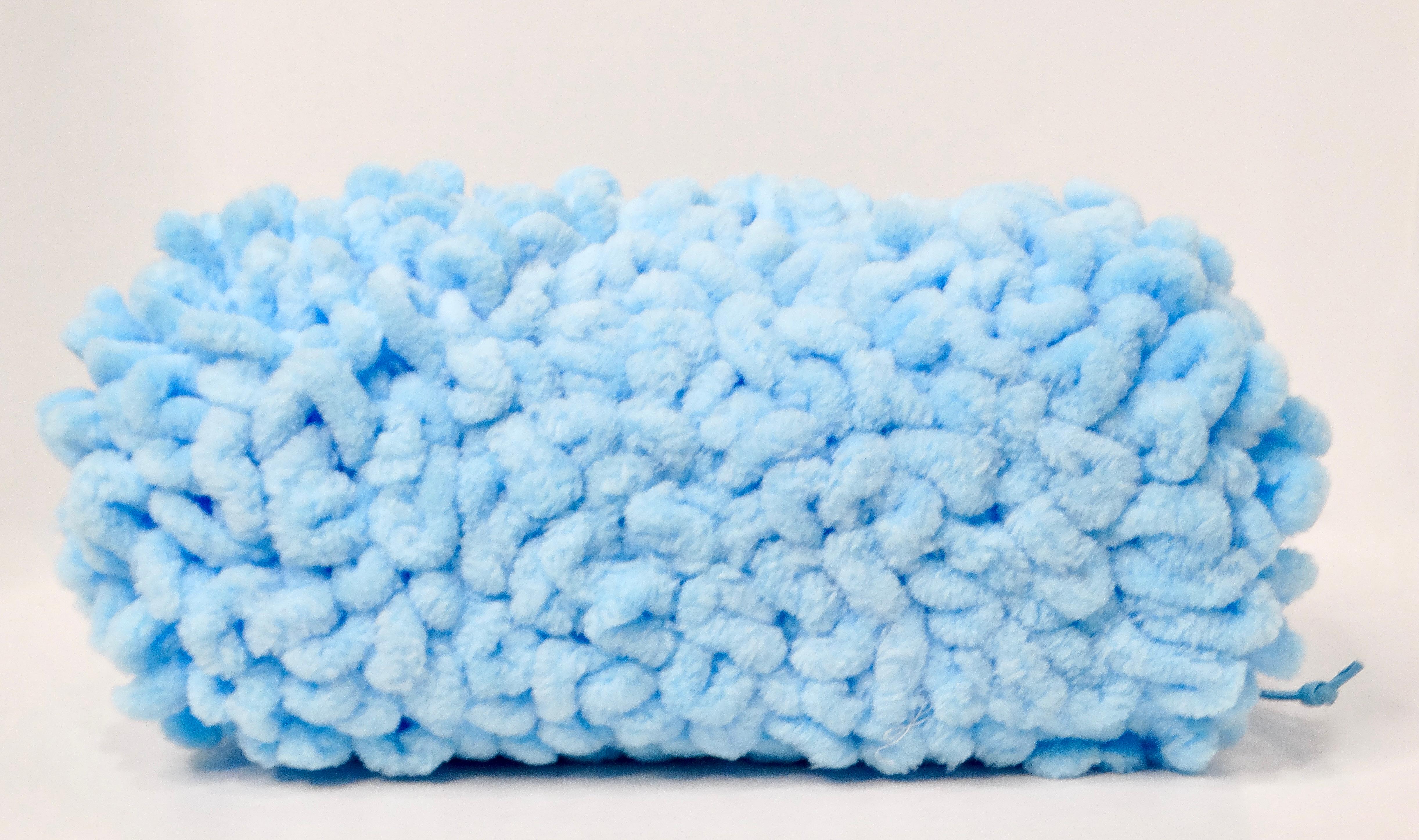 Balenciaga Veneta Chenille Mini Wave Sky Blue Pouch Clutch For Sale 2