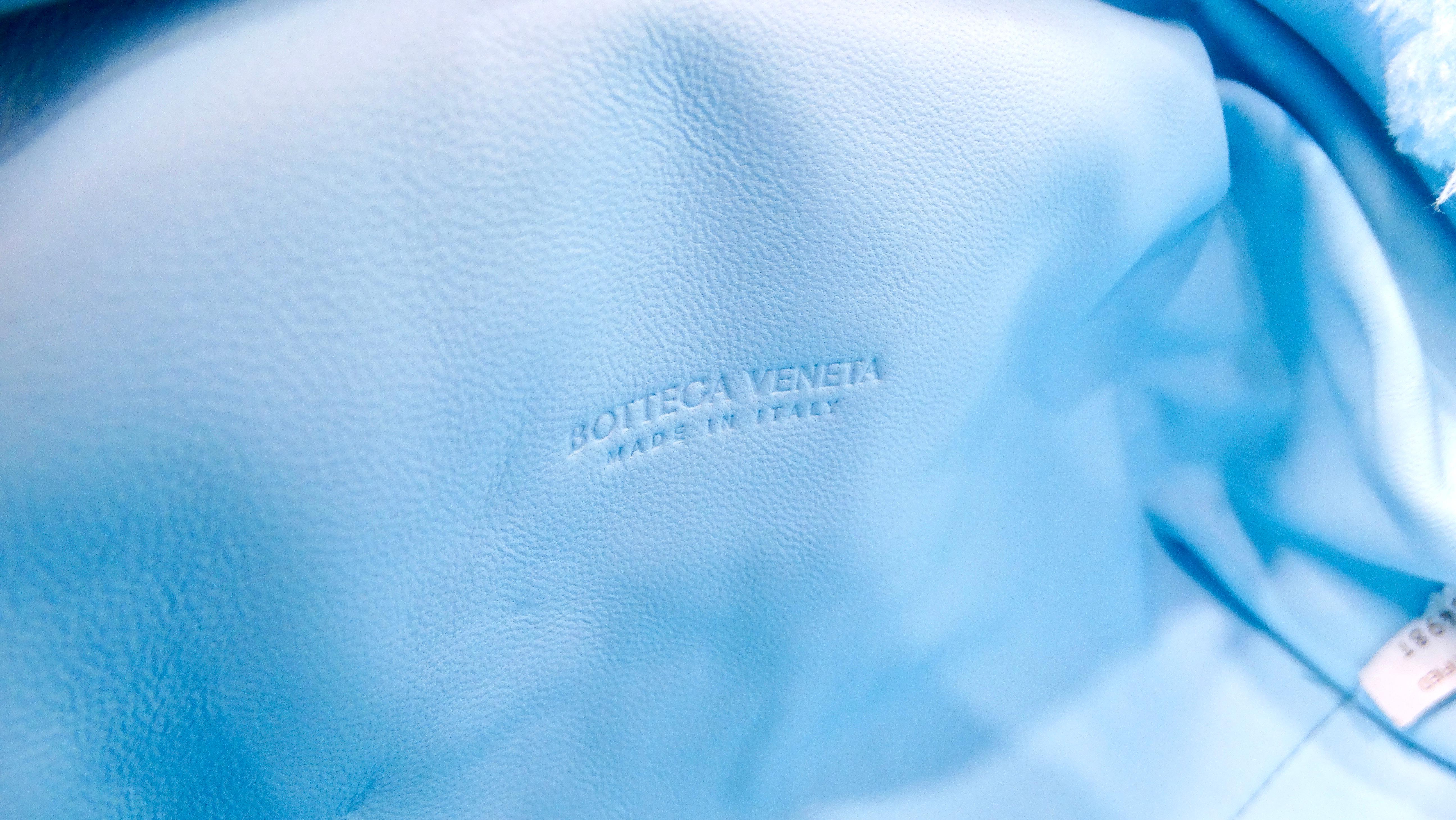 Balenciaga Veneta Chenille Mini Wave Sky Blue Pouch Clutch For Sale 4