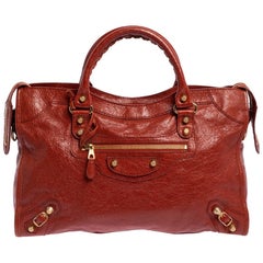 Used Balenciaga Vermillon Leather RH City Bag