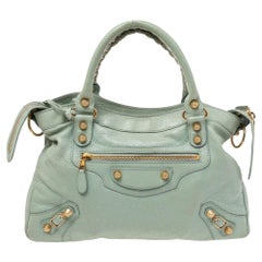 Balenciaga Vert D'eau RH City Bag aus Leder RH
