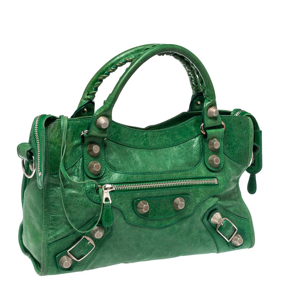 Blue Balenciaga Vert Gazon Leather SGH City Tote