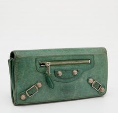Balenciaga Vert Poker Leather City Flap Continental Wallet
