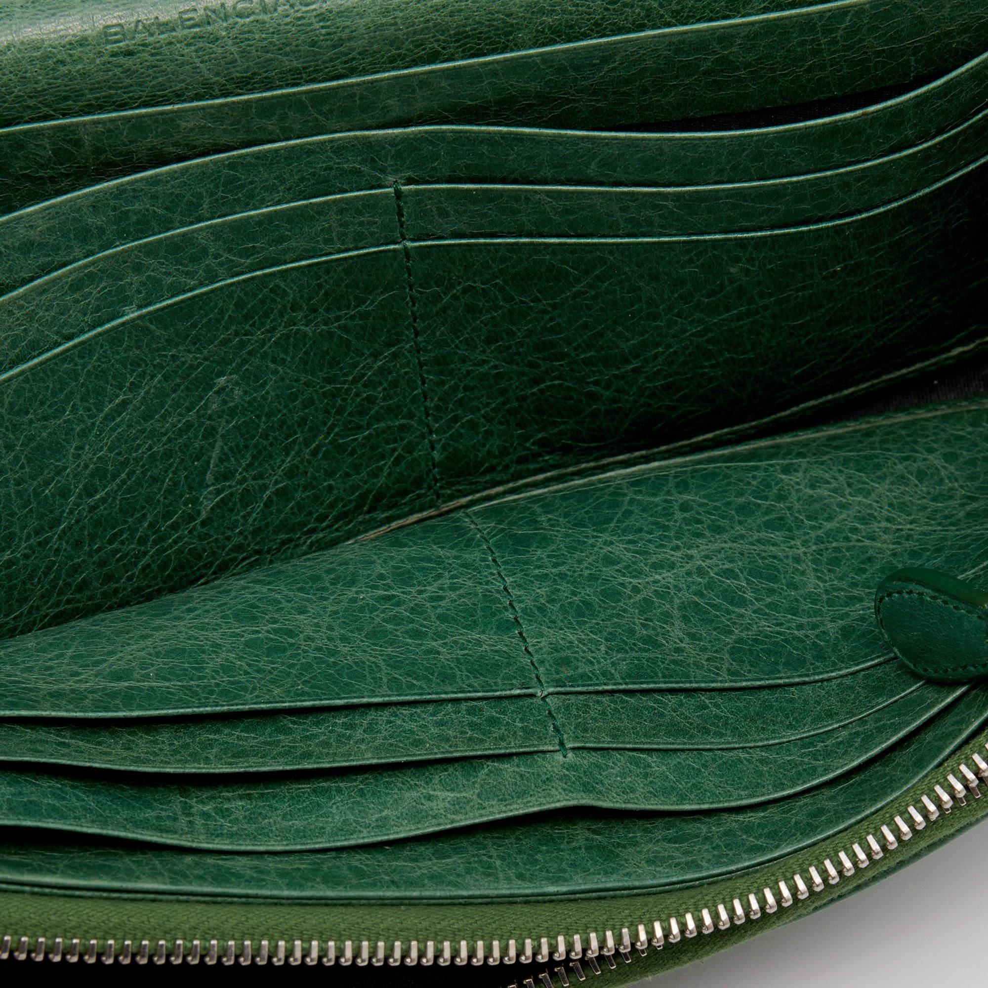 Gray Balenciaga Vert Poker Leather City Flap Continental Wallet
