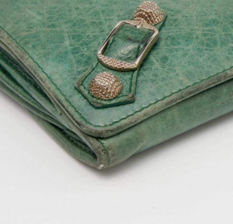 Balenciaga Vert Poker Leather City Flap Continental Wallet For Sale 1