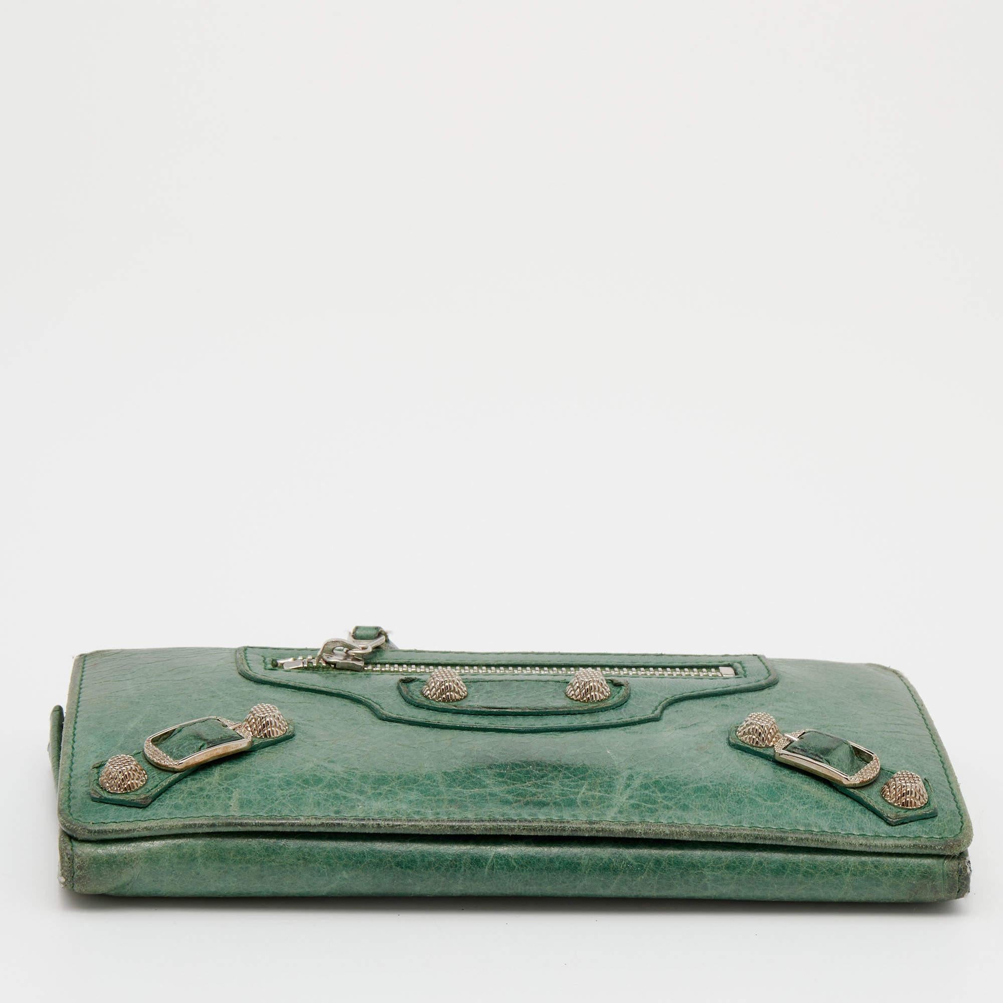 Balenciaga Vert Poker Leather City Flap Continental Wallet 2
