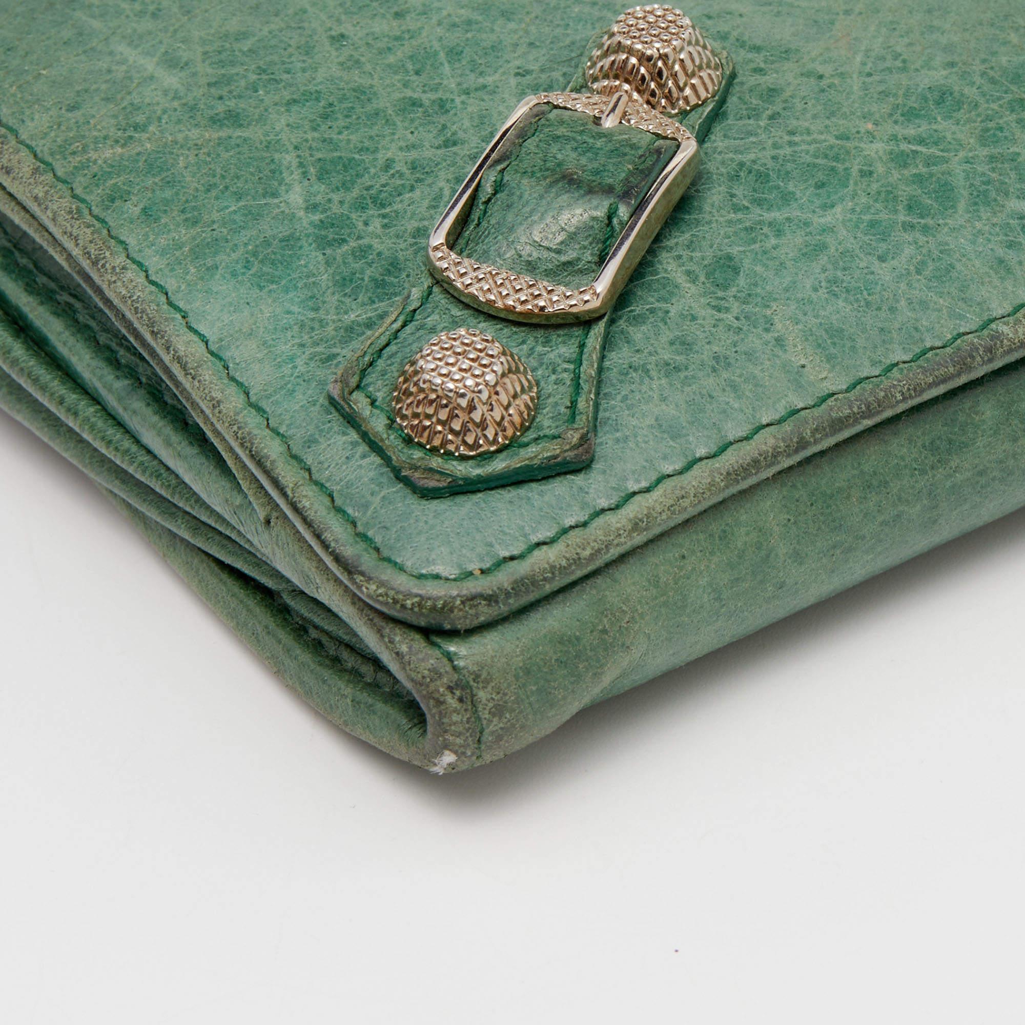 Balenciaga Vert Poker Leather City Flap Continental Wallet 4