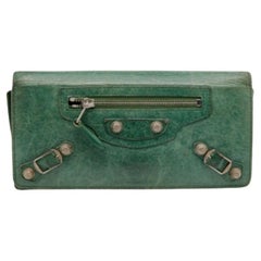 Balenciaga Vert Poker Leather City Flap Continental Wallet